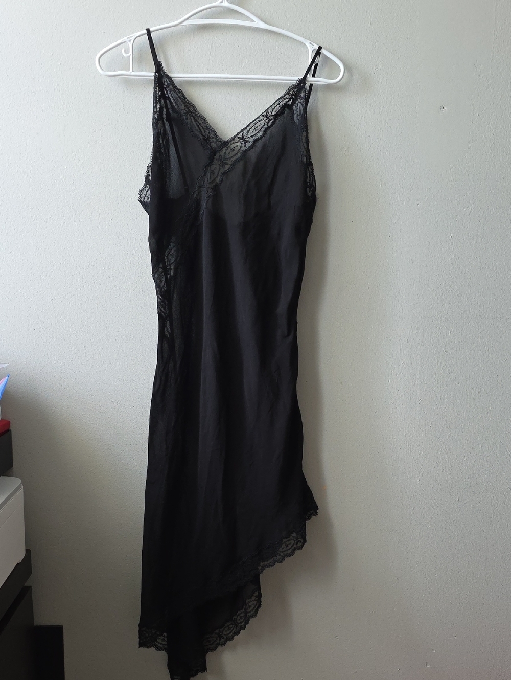 Zara Black Lace-Trim Slip Dress